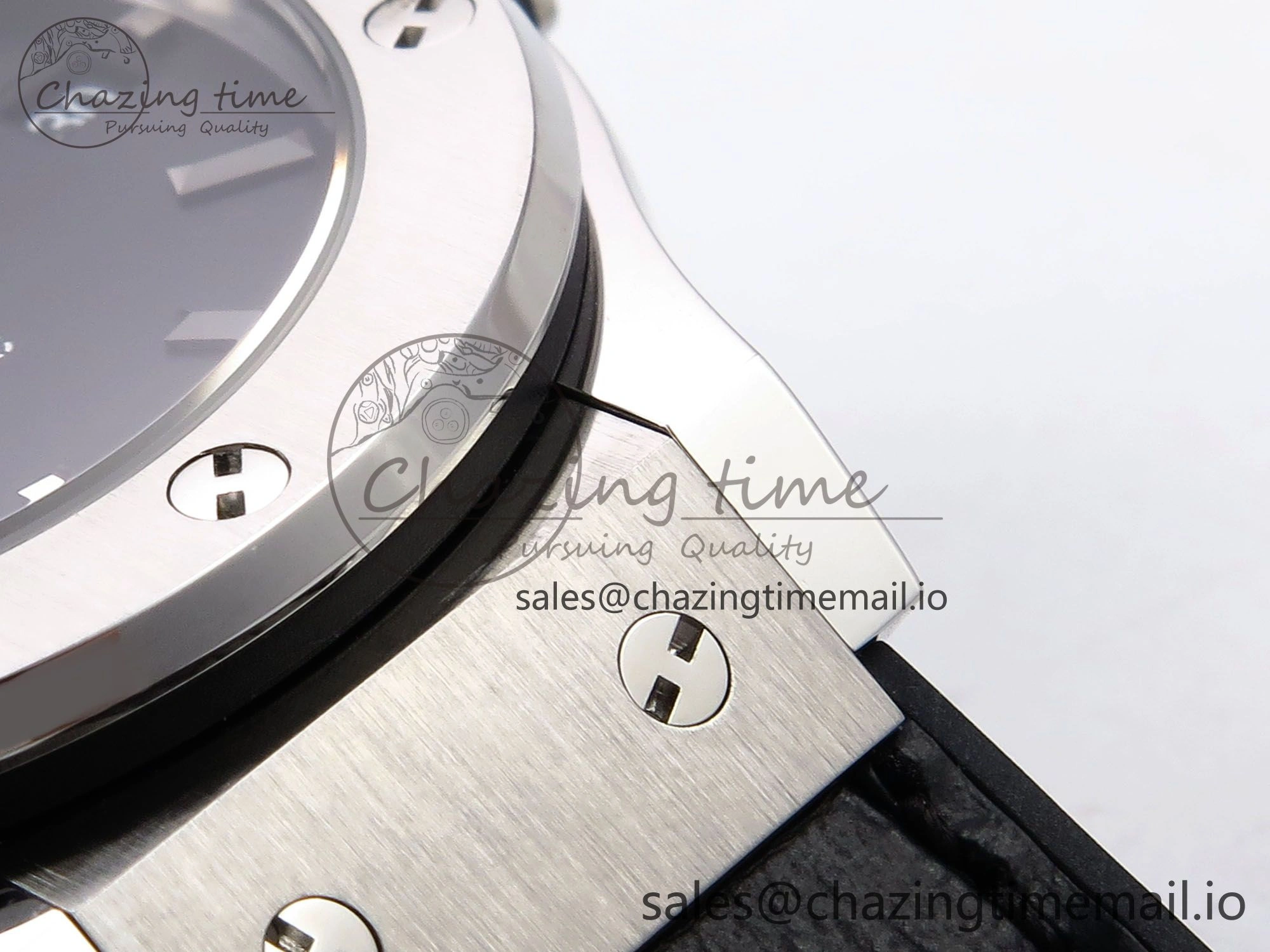 Classic Fusion 38mm SS JJF 1:1 Best Edition Black Dial on Black Gummy Leather Strap