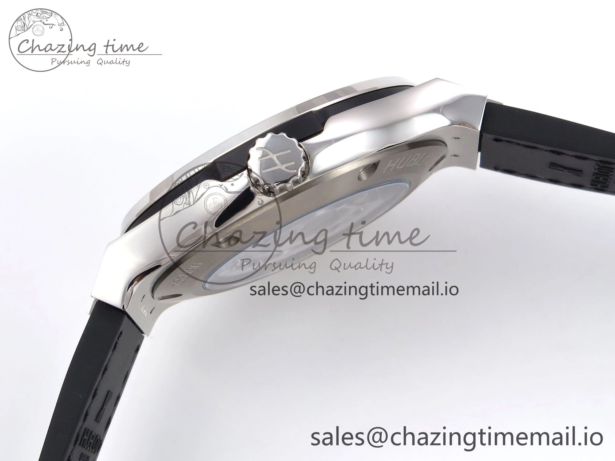 Classic Fusion 38mm SS JJF 1:1 Best Edition Black Dial on Black Gummy Leather Strap