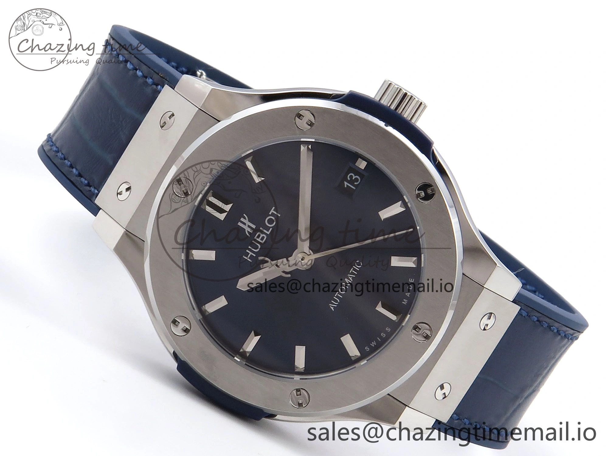 Classic Fusion 38mm SS JJF 1:1 Best Edition Blue Dial on Blue Gummy Leather Strap