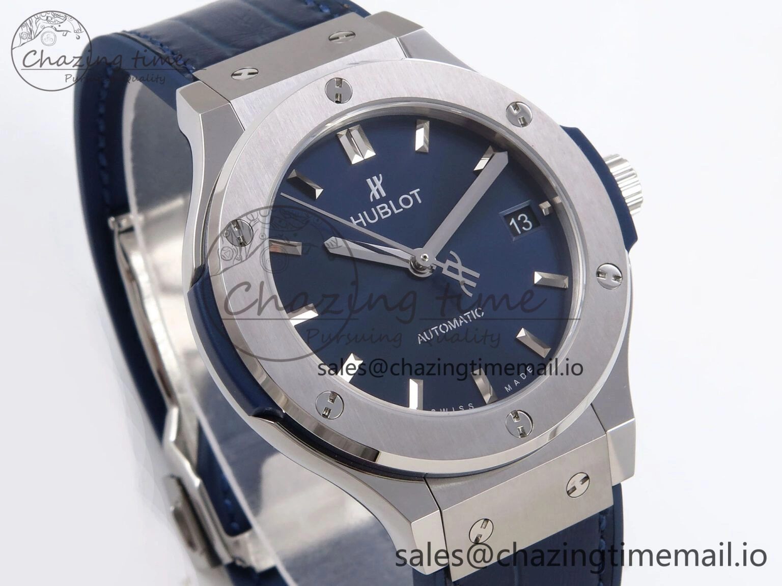 Classic Fusion 38mm SS JJF 1:1 Best Edition Blue Dial on Blue Gummy Leather Strap