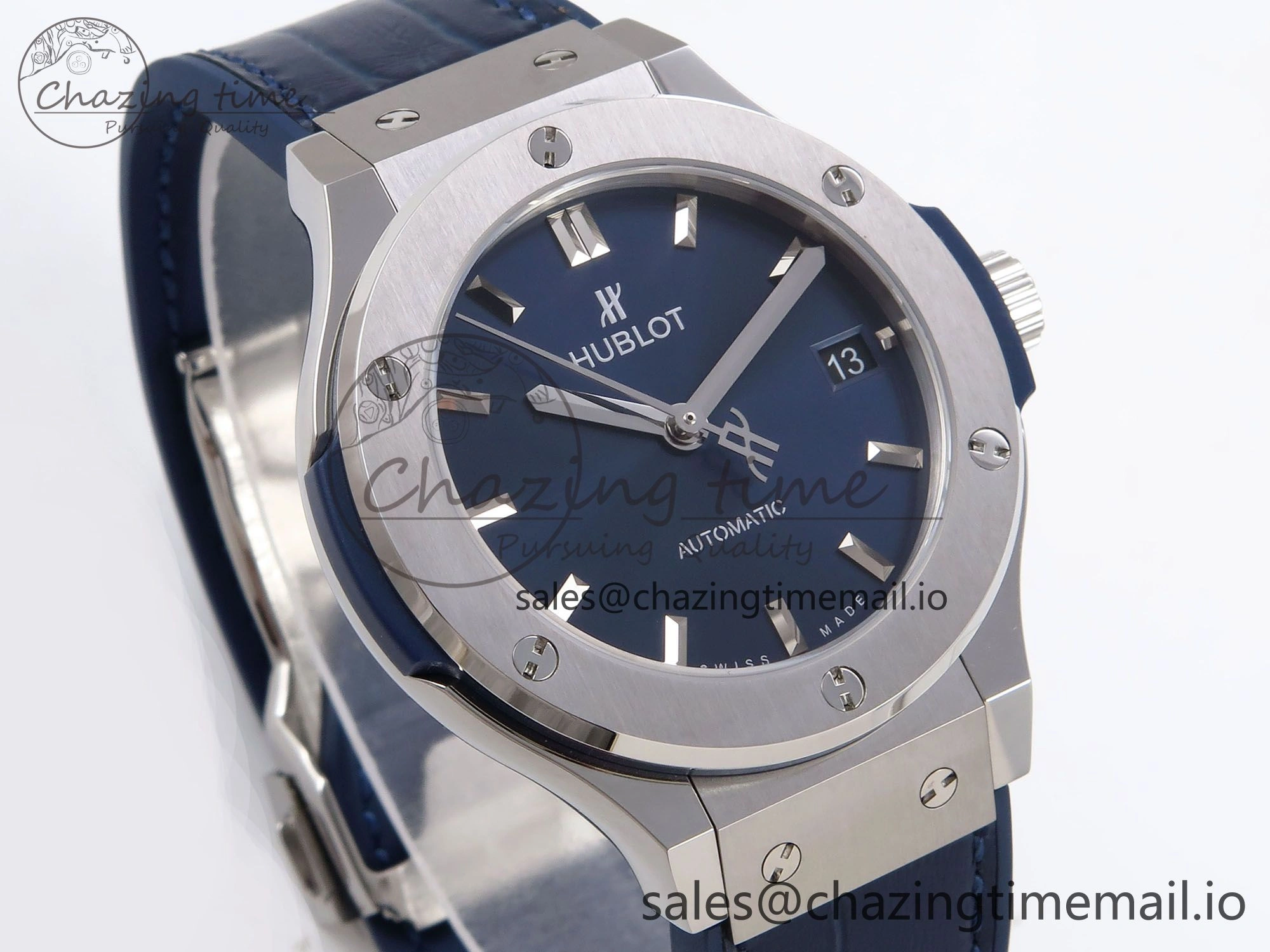 Classic Fusion 38mm SS JJF 1:1 Best Edition Blue Dial on Blue Gummy Leather Strap