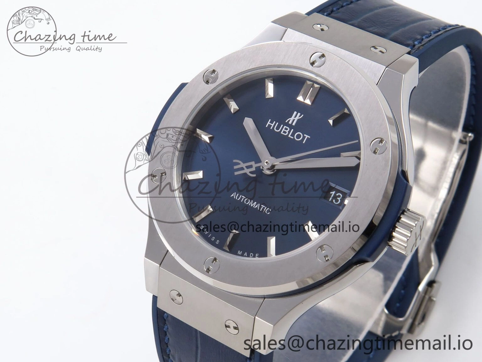 Classic Fusion 38mm SS JJF 1:1 Best Edition Blue Dial on Blue Gummy Leather Strap