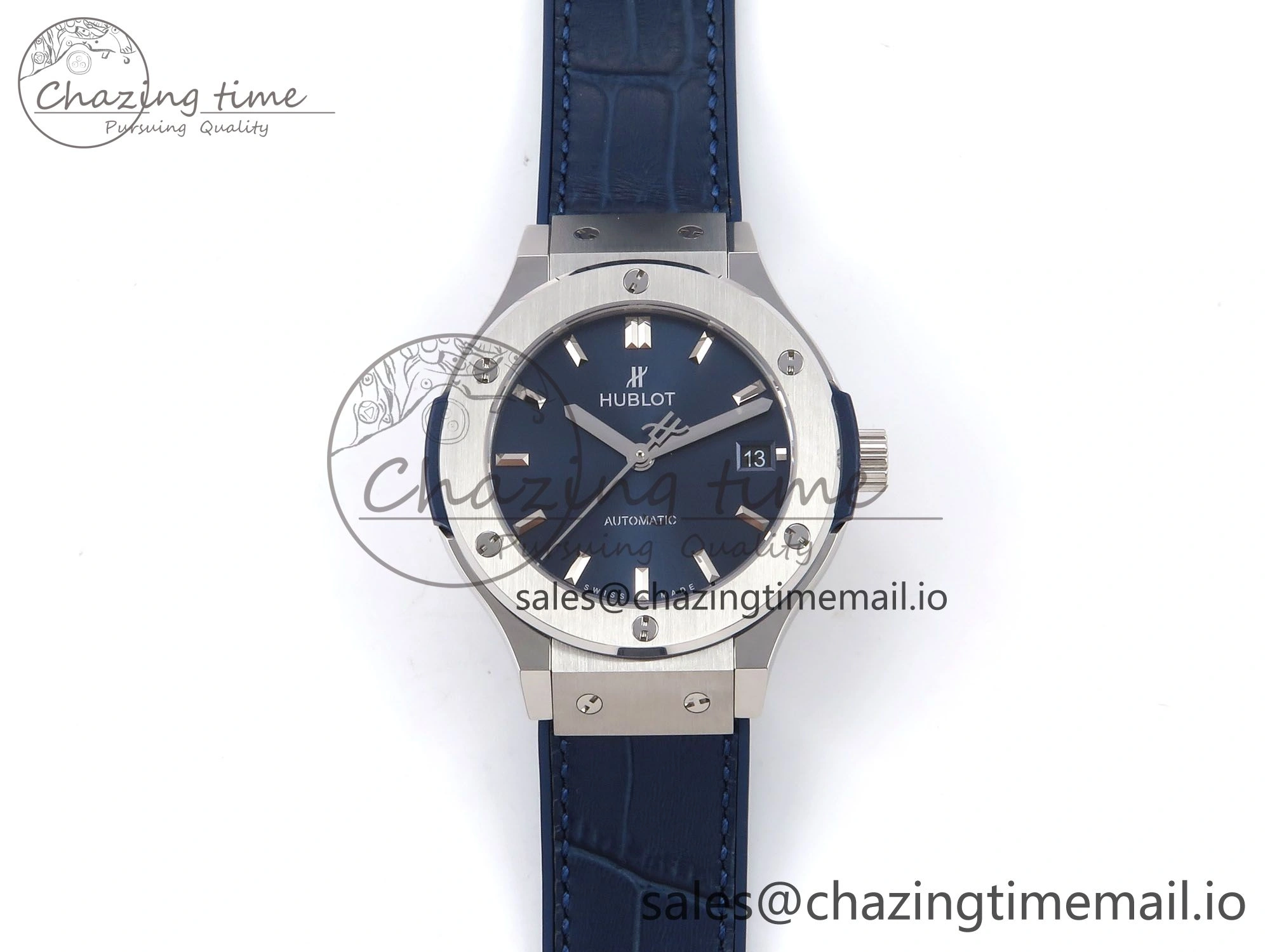 Classic Fusion 38mm SS JJF 1:1 Best Edition Blue Dial on Blue Gummy Leather Strap