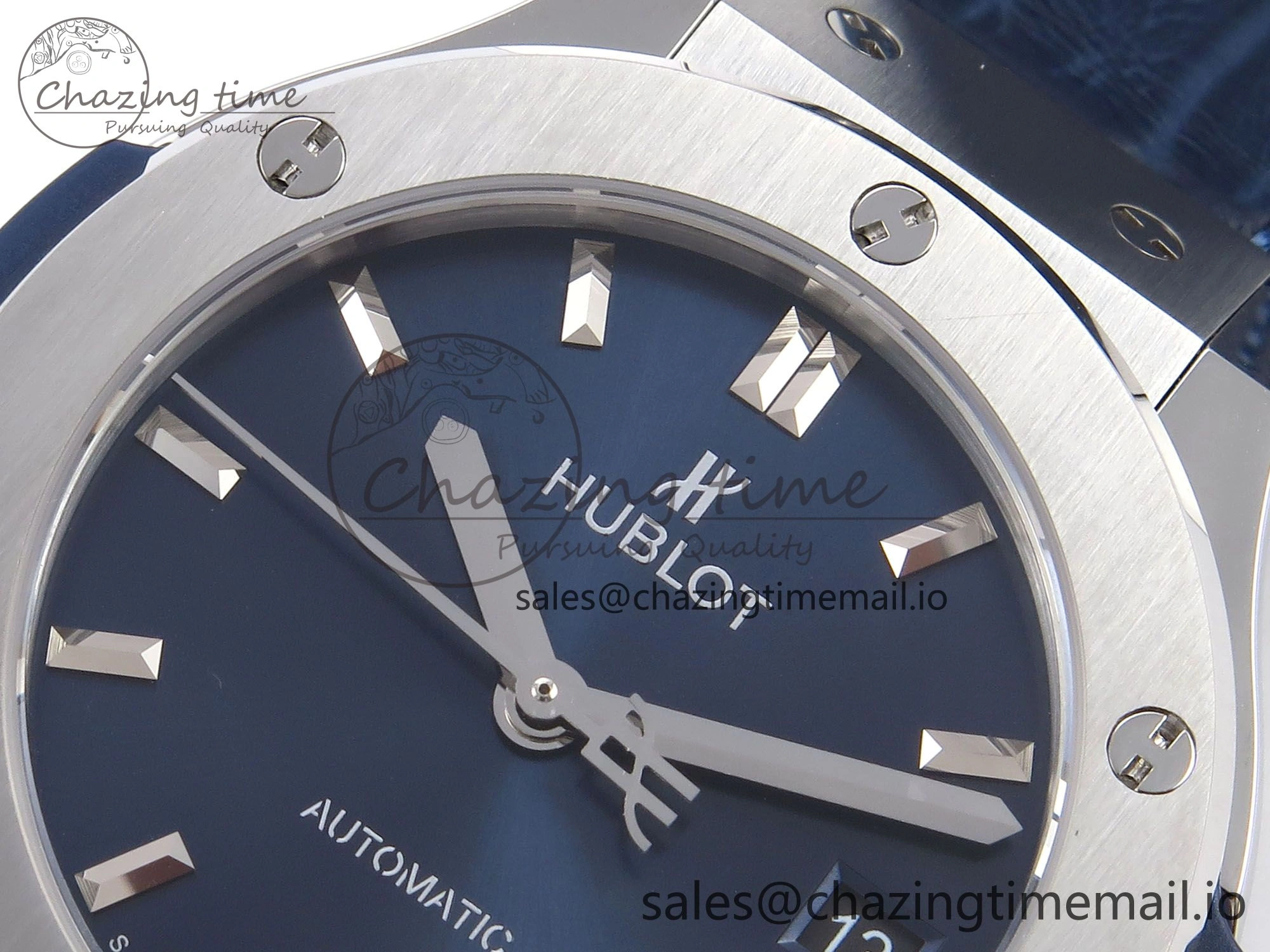Classic Fusion 38mm SS JJF 1:1 Best Edition Blue Dial on Blue Gummy Leather Strap