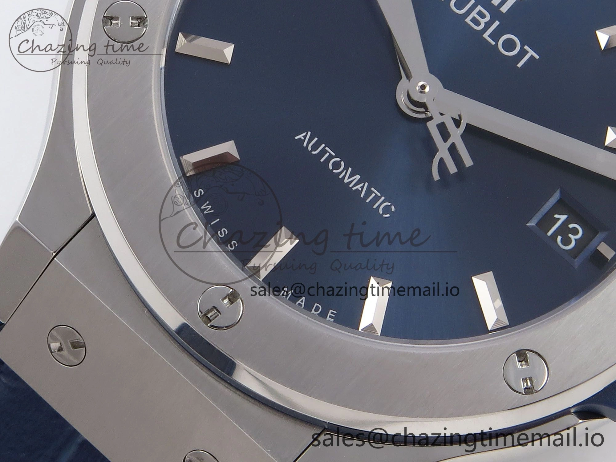 Classic Fusion 38mm SS JJF 1:1 Best Edition Blue Dial on Blue Gummy Leather Strap