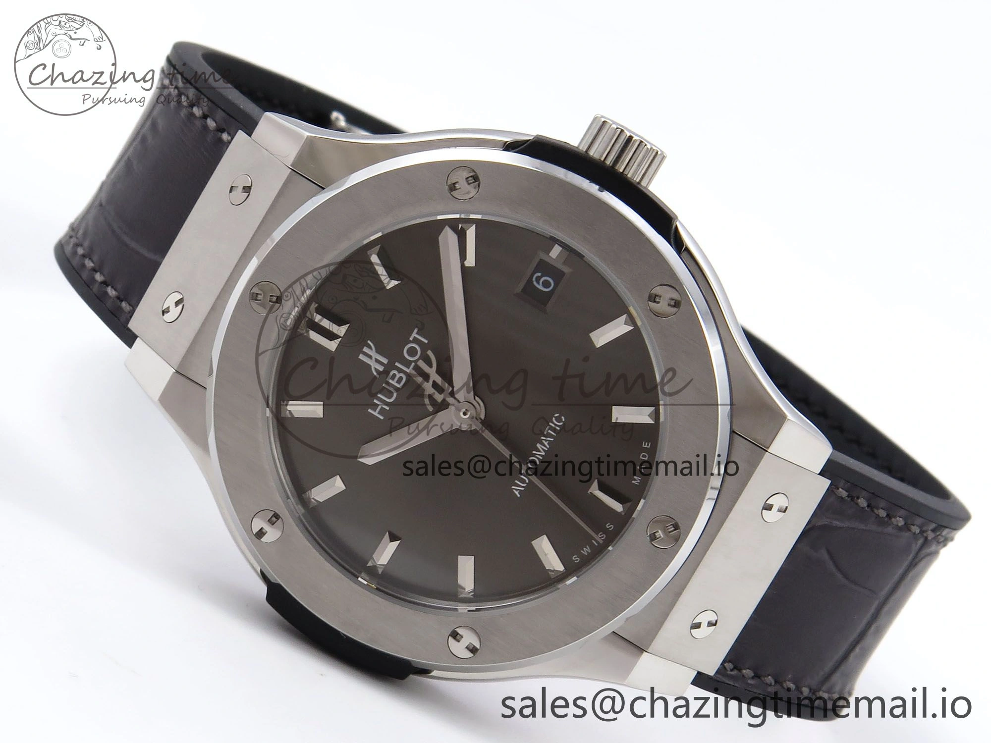 Classic Fusion 38mm SS JJF 1:1 Best Edition Gray Dial on Black Gummy Leather Strap