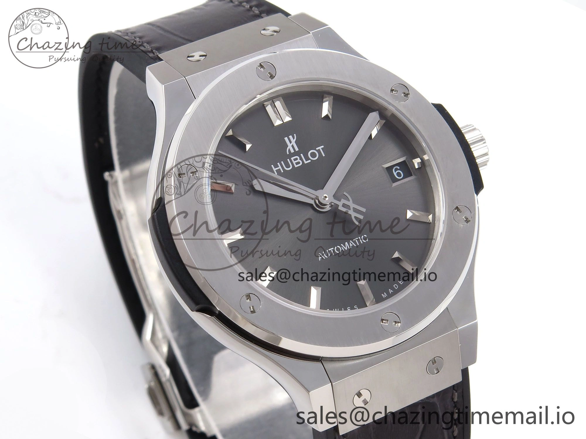 Classic Fusion 38mm SS JJF 1:1 Best Edition Gray Dial on Black Gummy Leather Strap