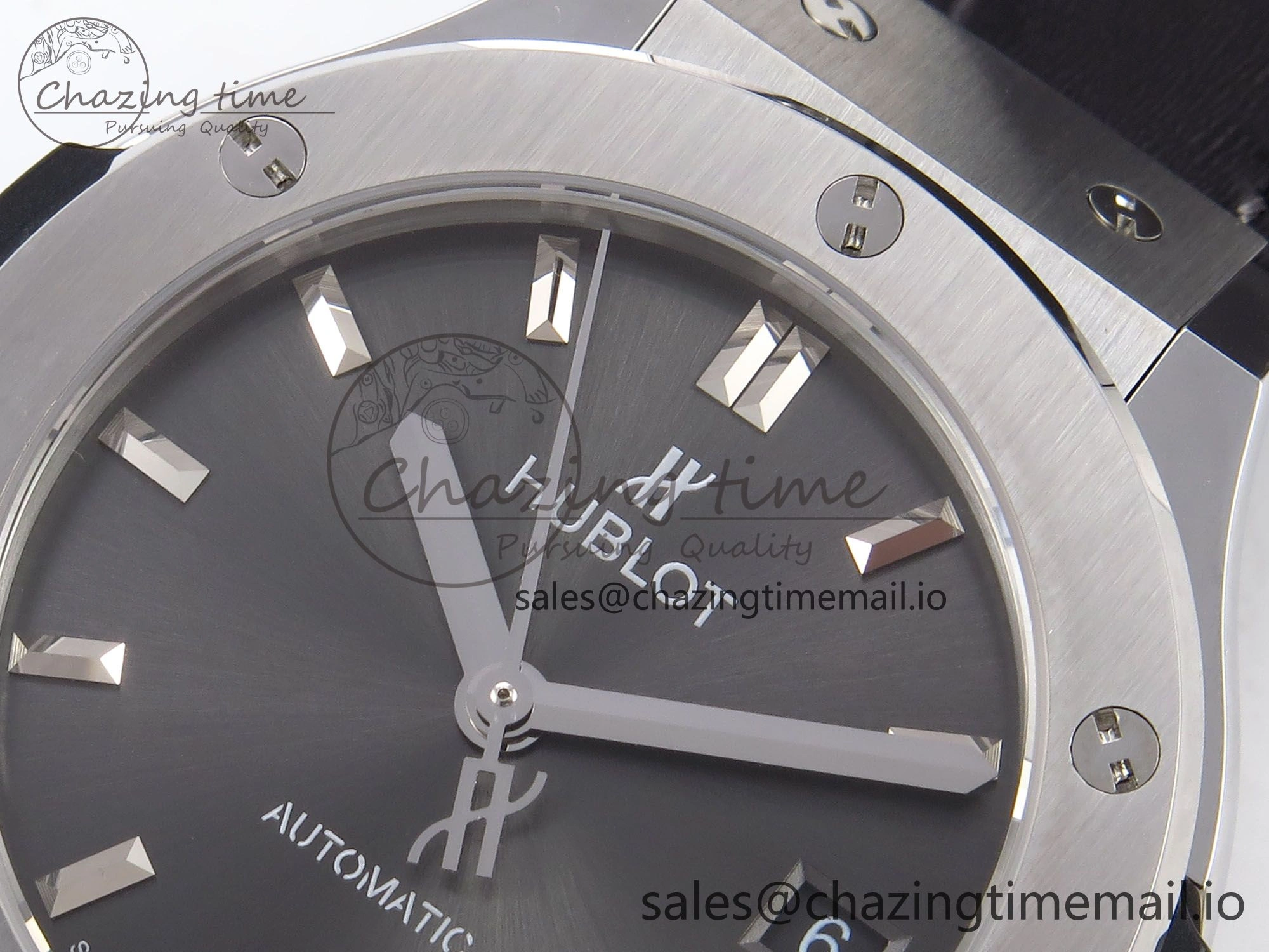 Classic Fusion 38mm SS JJF 1:1 Best Edition Gray Dial on Black Gummy Leather Strap