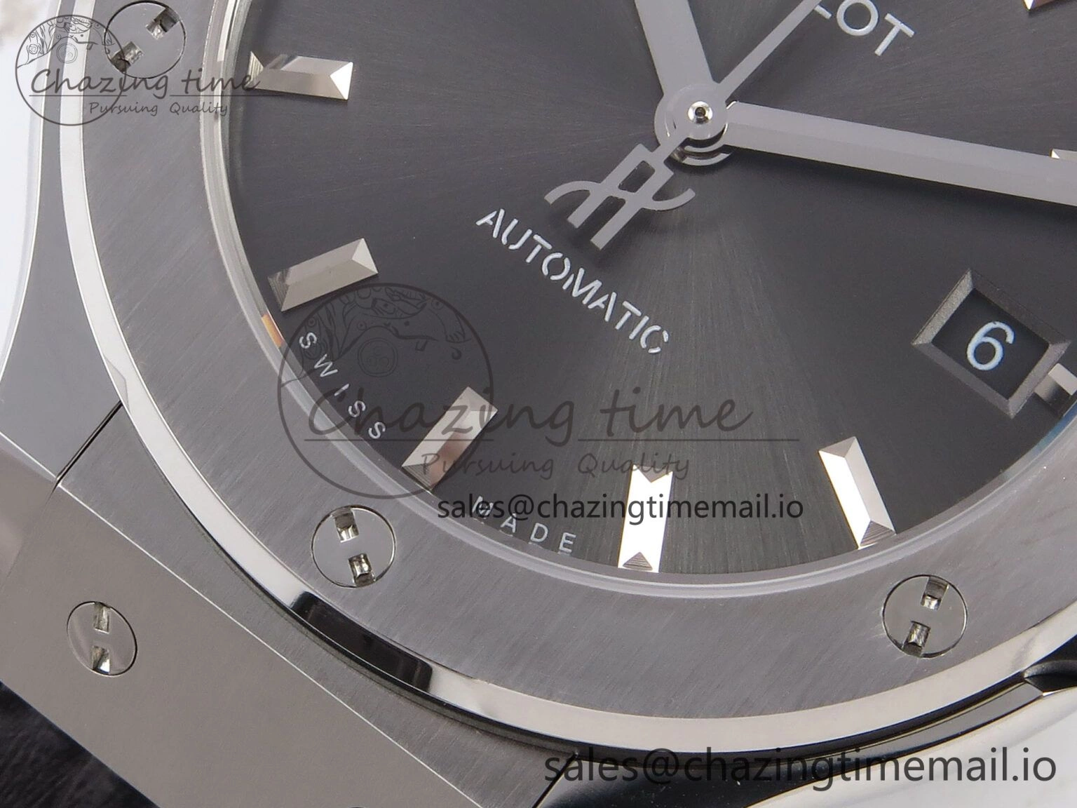 Classic Fusion 38mm SS JJF 1:1 Best Edition Gray Dial on Black Gummy Leather Strap