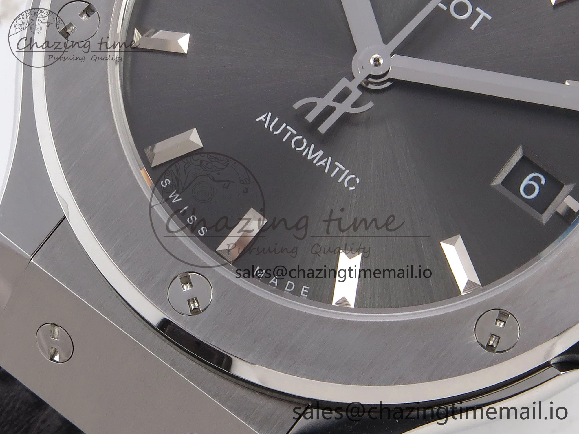Classic Fusion 38mm SS JJF 1:1 Best Edition Gray Dial on Black Gummy Leather Strap