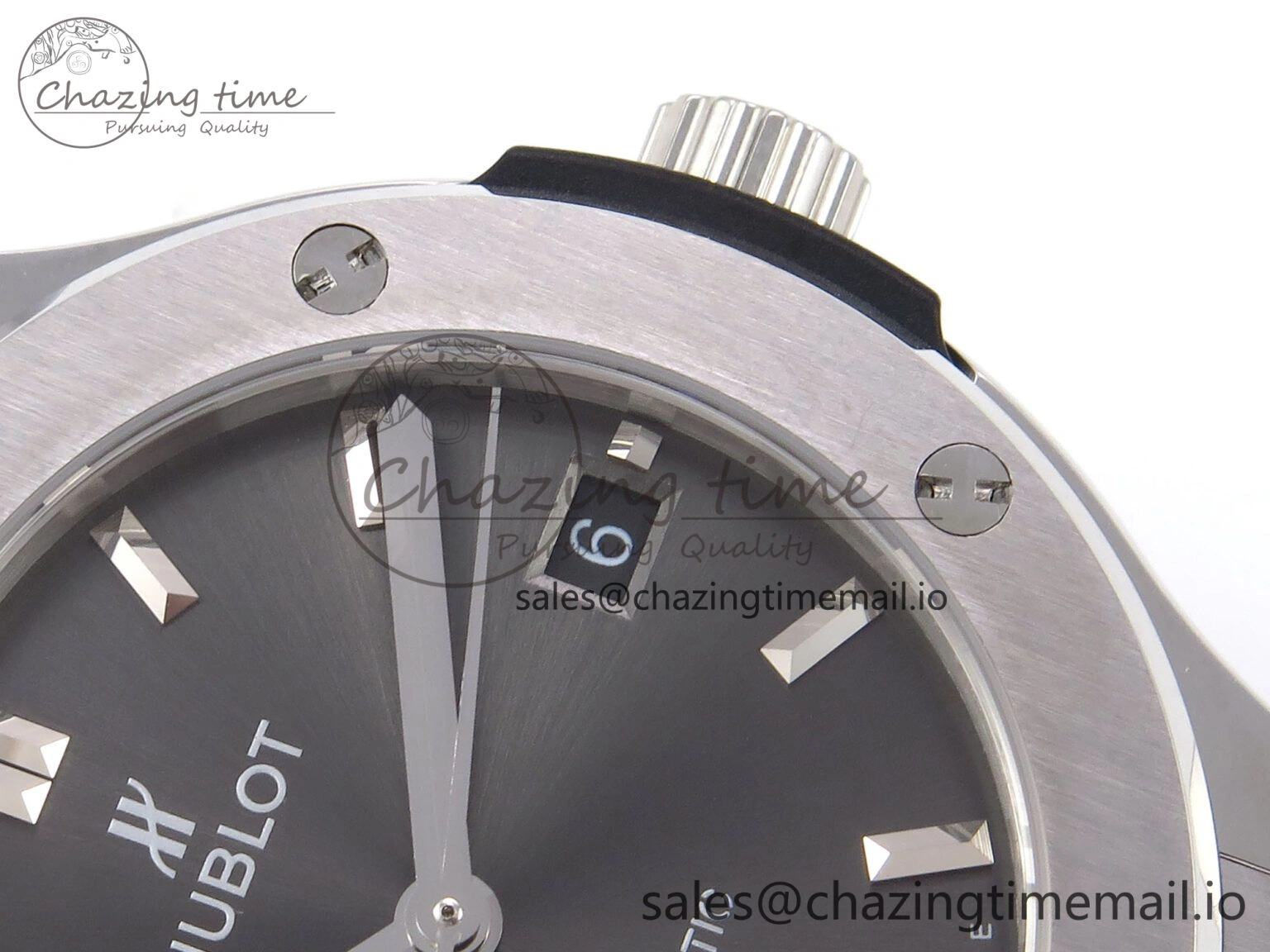 Classic Fusion 38mm SS JJF 1:1 Best Edition Gray Dial on Black Gummy Leather Strap