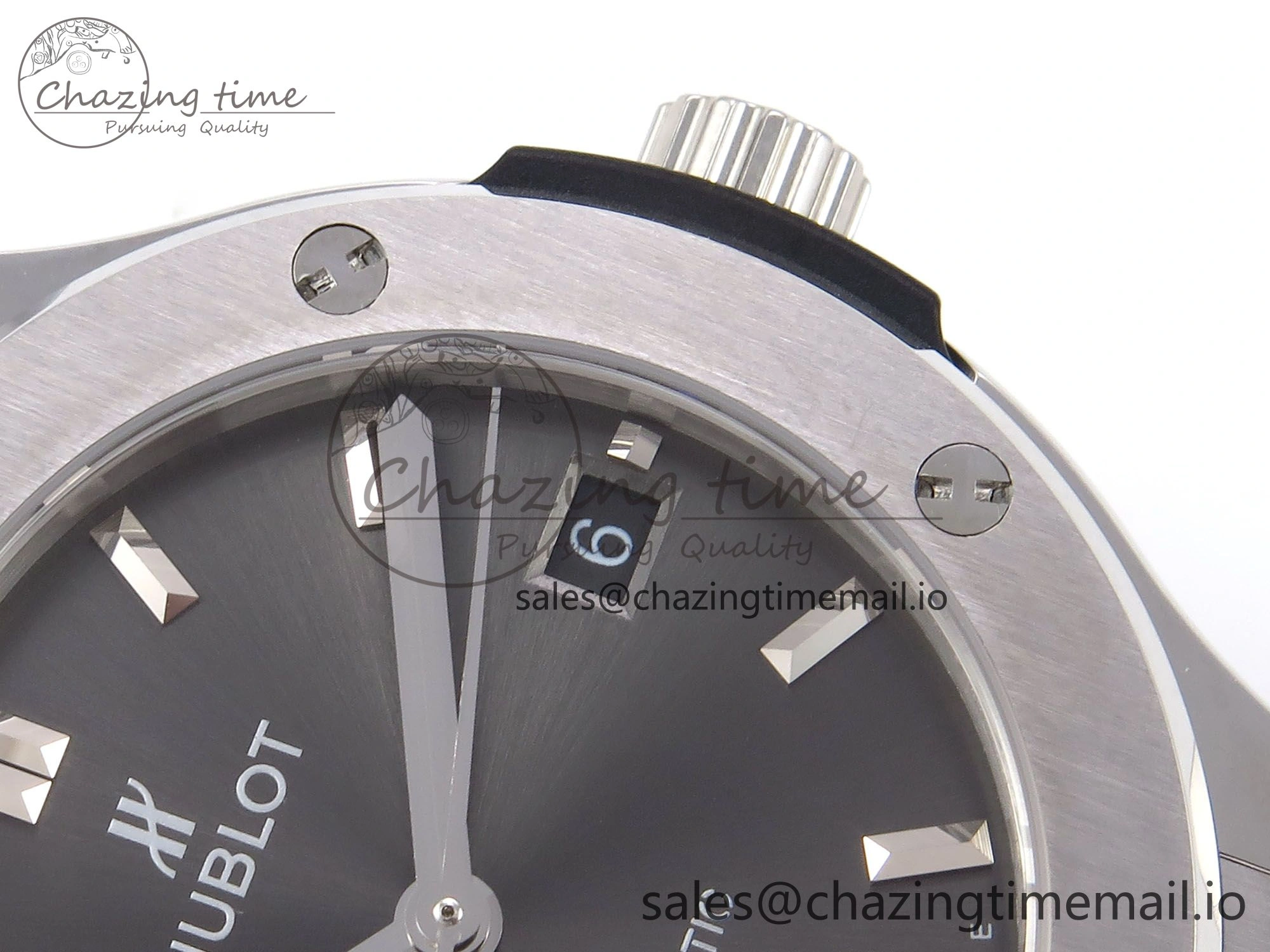 Classic Fusion 38mm SS JJF 1:1 Best Edition Gray Dial on Black Gummy Leather Strap
