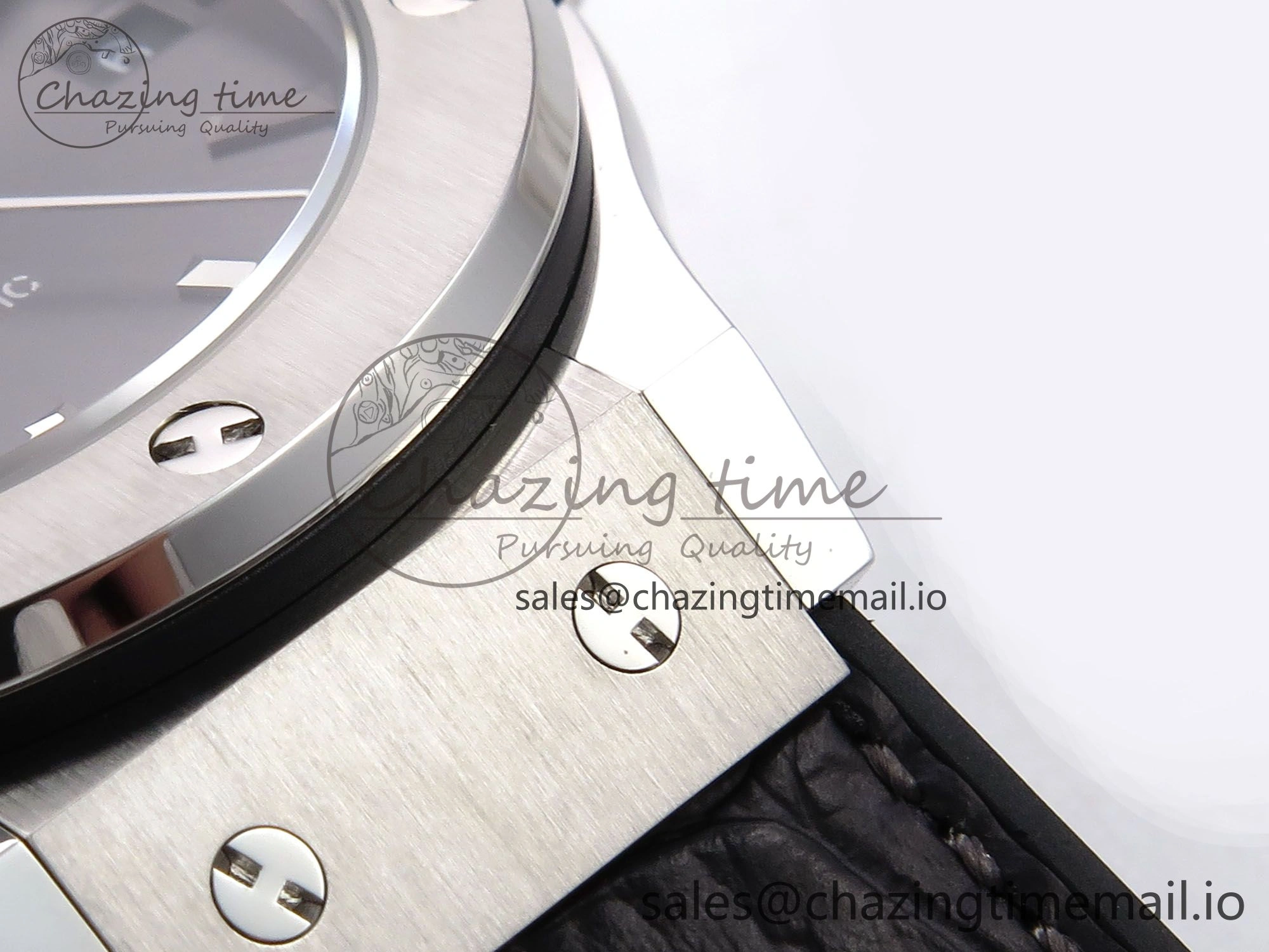 Classic Fusion 38mm SS JJF 1:1 Best Edition Gray Dial on Black Gummy Leather Strap