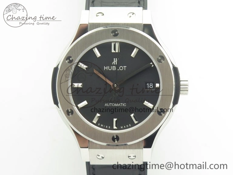 Classic Fusion 38mm Titanium JJF 1:1 Best Edition Black Dial On Gummy Strap A2892