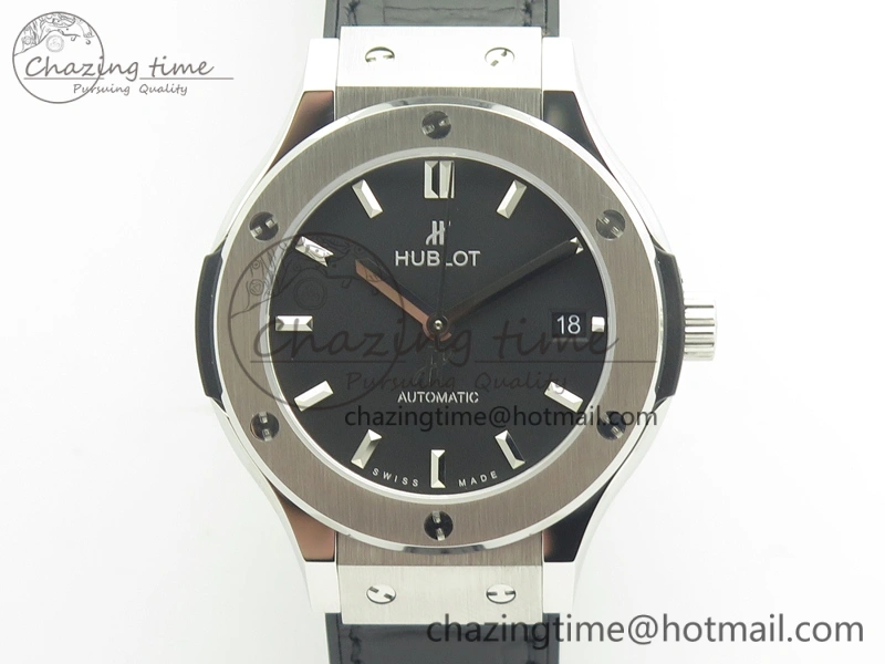 Classic Fusion 38mm Titanium JJF 1:1 Best Edition Black Dial On Gummy Strap A2892