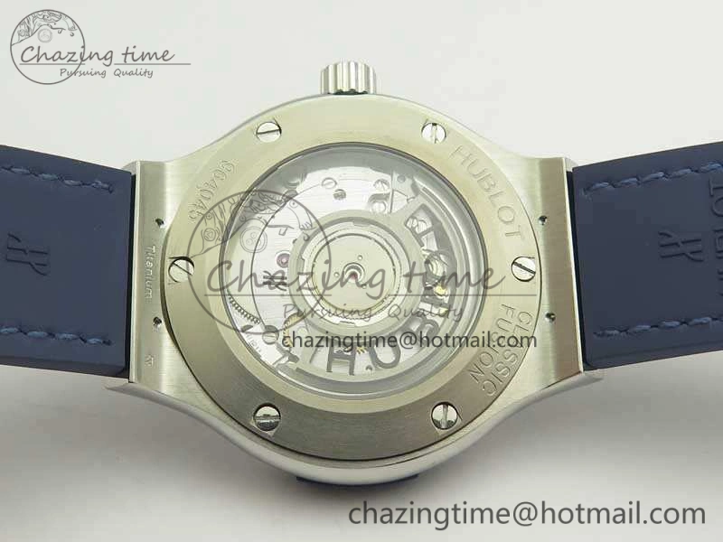 Classic Fusion 38mm Titanium JJF 1:1 Best Edition Blue Dial On Gummy Strap A2892