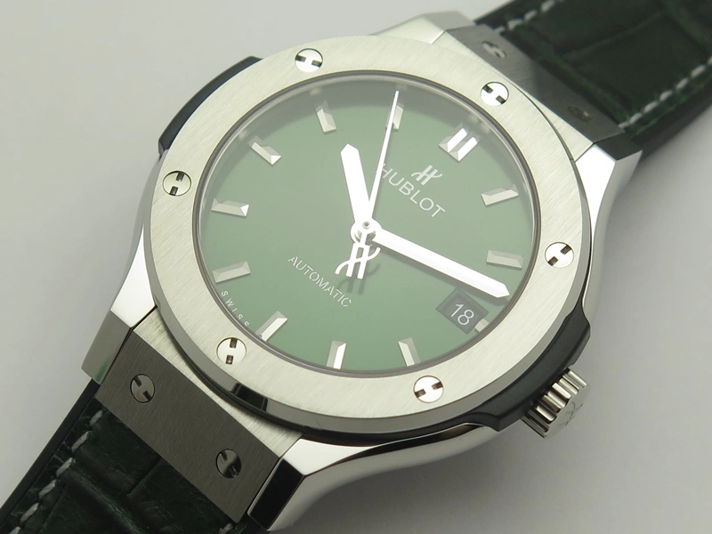 Classic Fusion 38mm Titanium JJF 1:1 Best Edition Green Dial On Gummy Strap A2892