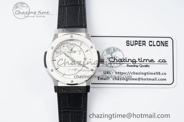 Classic Fusion 42mm APSF 1:1 Best Edition White Dial on Black Gummy Strap A1110