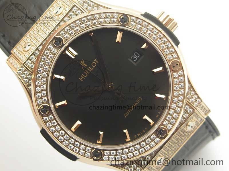 Classic Fusion 42mm Crystal RG Case F16 Factory 1:1 Best Edition Black Dial On Gummy Strap A2892