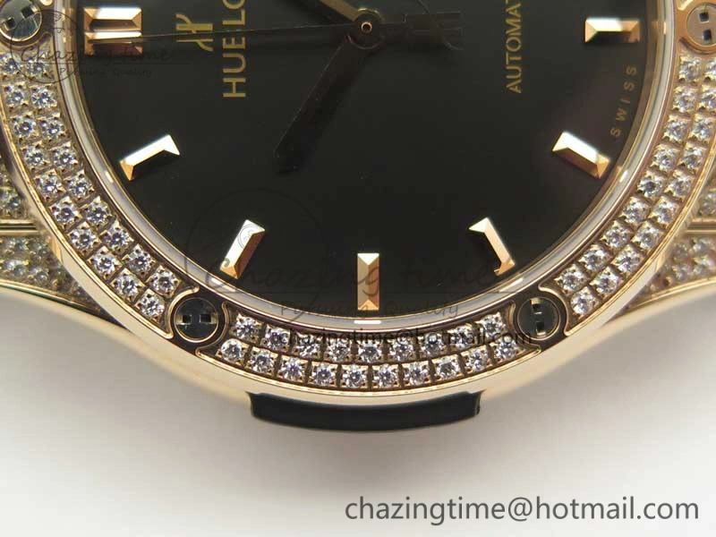 Classic Fusion 42mm Crystal RG Case F16 Factory 1:1 Best Edition Black Dial On Gummy Strap A2892