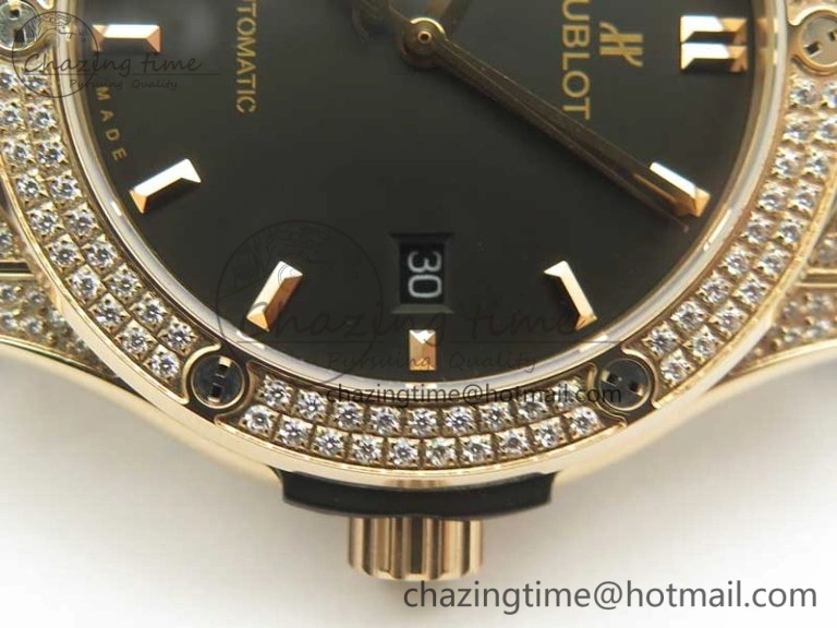 Classic Fusion 42mm Crystal RG Case F16 Factory 1:1 Best Edition Black Dial On Gummy Strap A2892