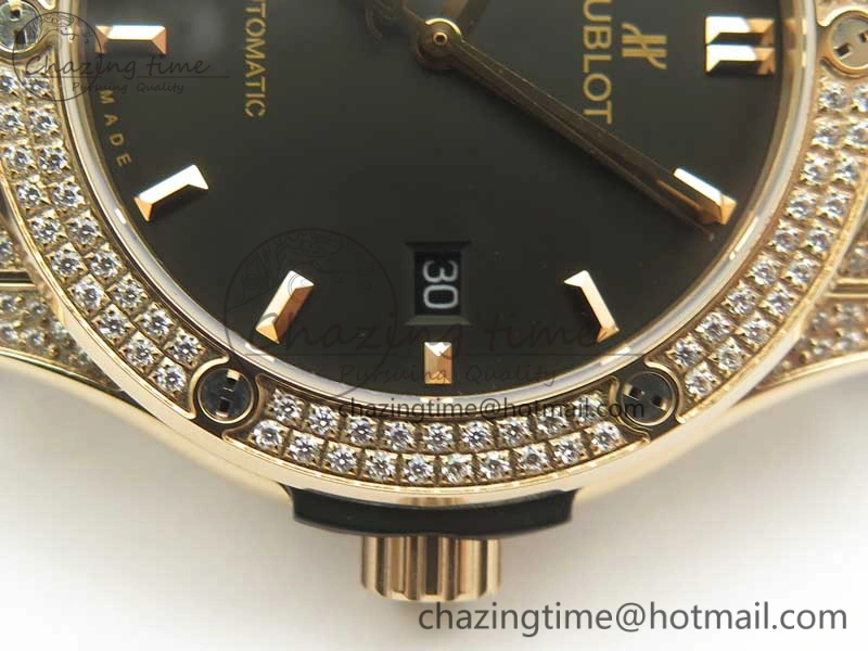 Classic Fusion 42mm Crystal RG Case F16 Factory 1:1 Best Edition Black Dial On Gummy Strap A2892