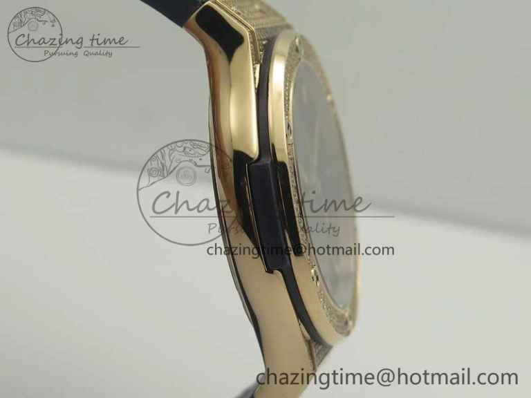 Classic Fusion 42mm Crystal RG Case F16 Factory 1:1 Best Edition Blue Dial On Gummy Strap A2892
