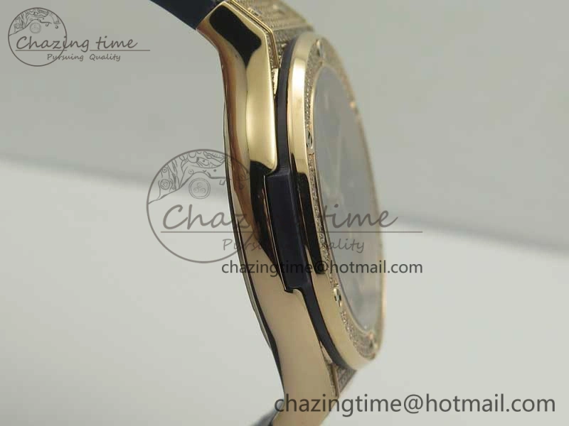 Classic Fusion 42mm Crystal RG Case F16 Factory 1:1 Best Edition Blue Dial On Gummy Strap A2892