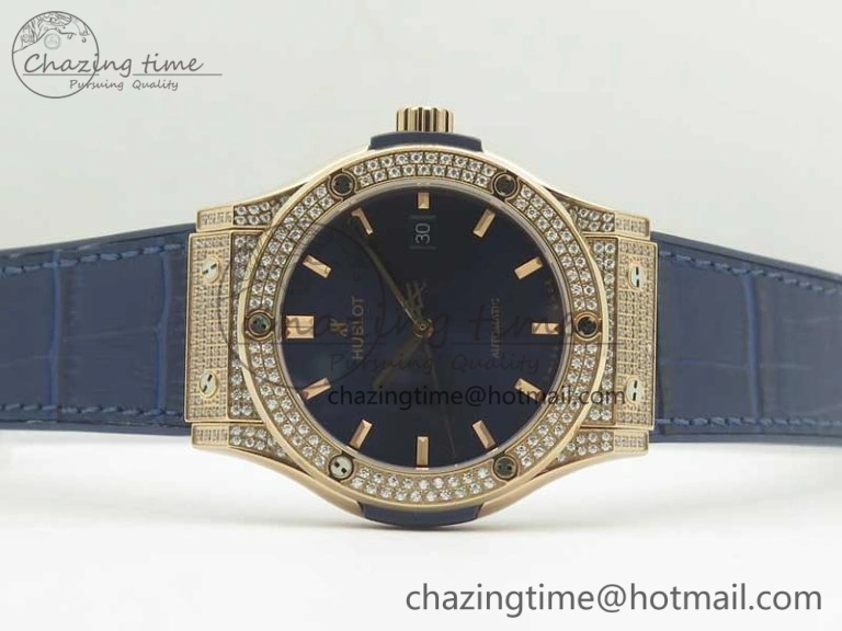 Classic Fusion 42mm Crystal RG Case F16 Factory 1:1 Best Edition Blue Dial On Gummy Strap A2892
