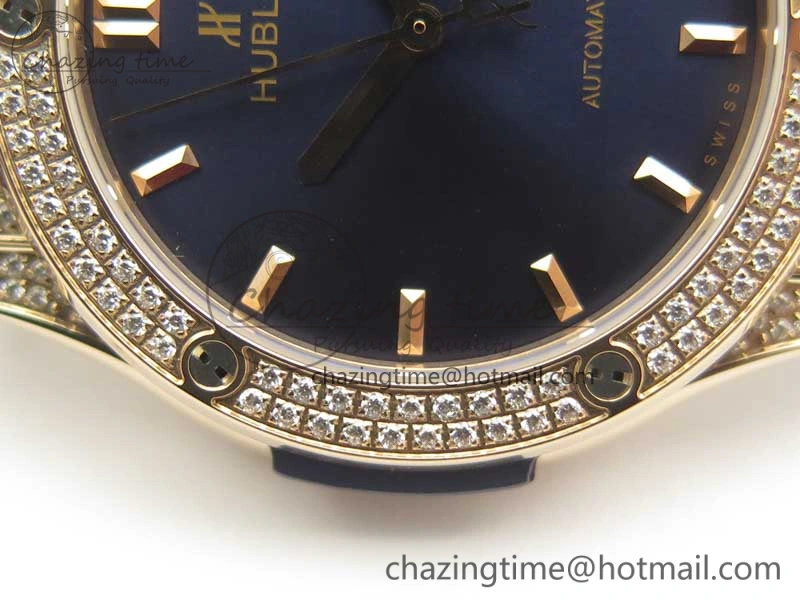 Classic Fusion 42mm Crystal RG Case F16 Factory 1:1 Best Edition Blue Dial On Gummy Strap A2892