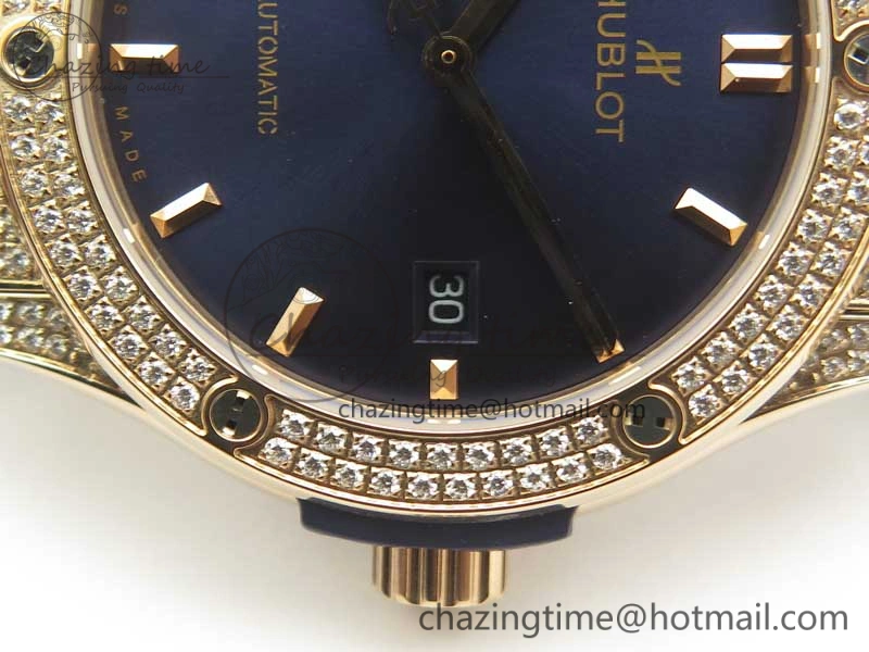 Classic Fusion 42mm Crystal RG Case F16 Factory 1:1 Best Edition Blue Dial On Gummy Strap A2892