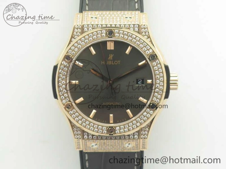 Classic Fusion 42mm Crystal RG Case F16 Factory 1:1 Best Edition Gray Dial On Gummy Strap A2892