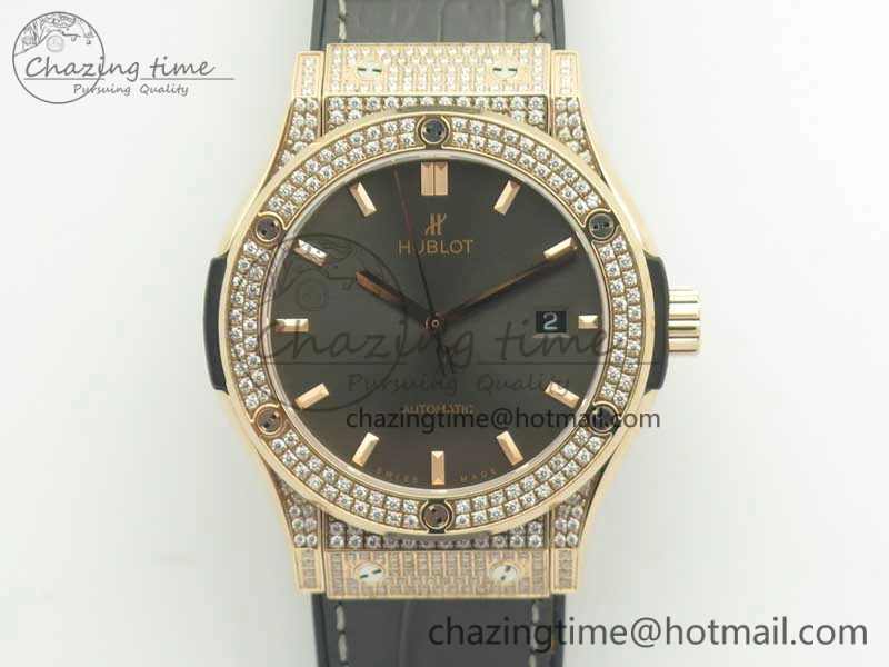 Classic Fusion 42mm Crystal RG Case F16 Factory 1:1 Best Edition Gray Dial On Gummy Strap A2892