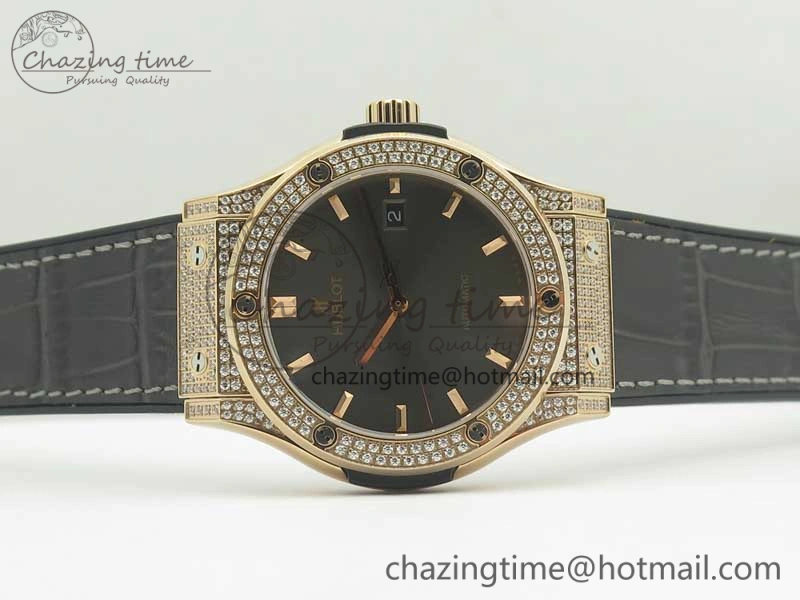Classic Fusion 42mm Crystal RG Case F16 Factory 1:1 Best Edition Gray Dial On Gummy Strap A2892