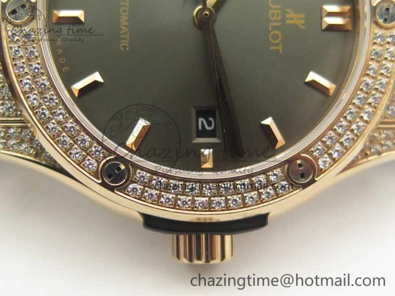Classic Fusion 42mm Crystal RG Case F16 Factory 1:1 Best Edition Gray Dial On Gummy Strap A2892