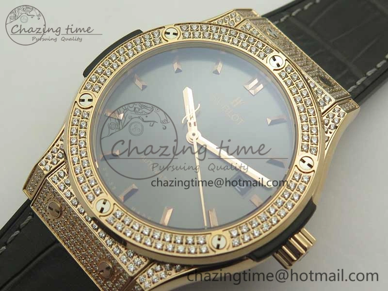 Classic Fusion 42mm Crystal RG Case F16 Factory 1:1 Best Edition Gray Dial On Gummy Strap A2892