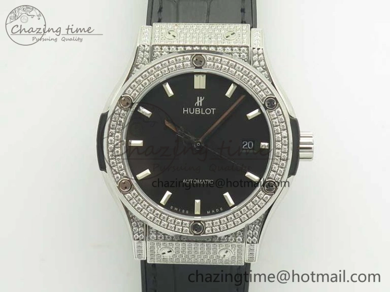 Classic Fusion 42mm Crystal TI Case F16 Factory 1:1 Best Edition Black Dial On Gummy Strap A2892