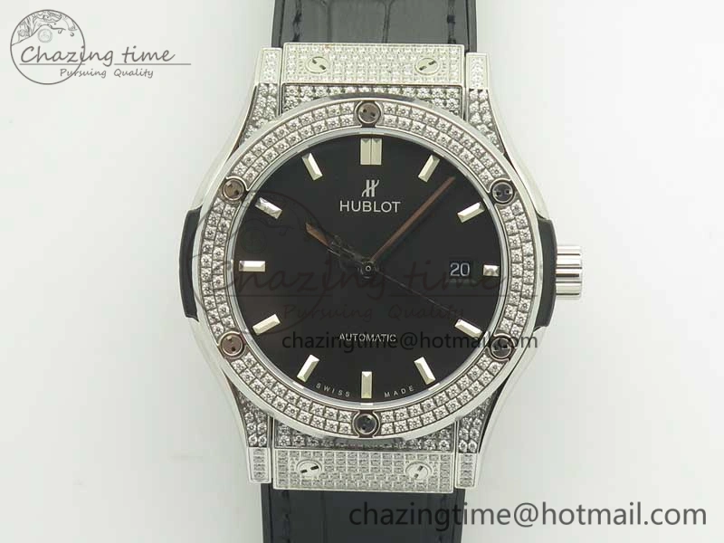 Classic Fusion 42mm Crystal TI Case F16 Factory 1:1 Best Edition Black Dial On Gummy Strap A2892