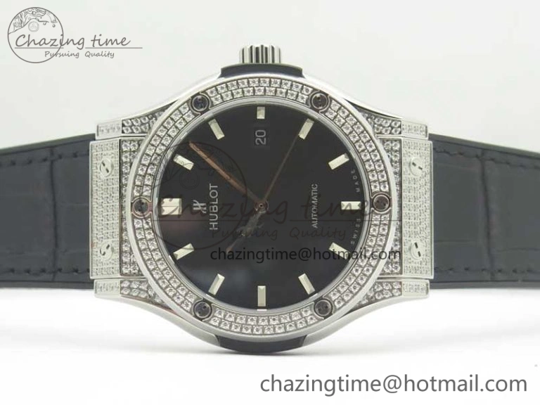 Classic Fusion 42mm Crystal TI Case F16 Factory 1:1 Best Edition Black Dial On Gummy Strap A2892