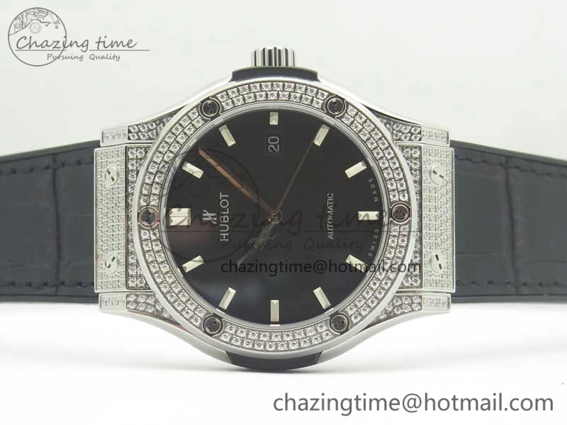 Classic Fusion 42mm Crystal TI Case F16 Factory 1:1 Best Edition Black Dial On Gummy Strap A2892