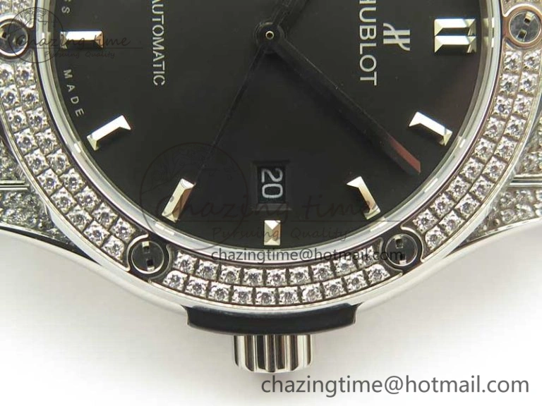 Classic Fusion 42mm Crystal TI Case F16 Factory 1:1 Best Edition Black Dial On Gummy Strap A2892