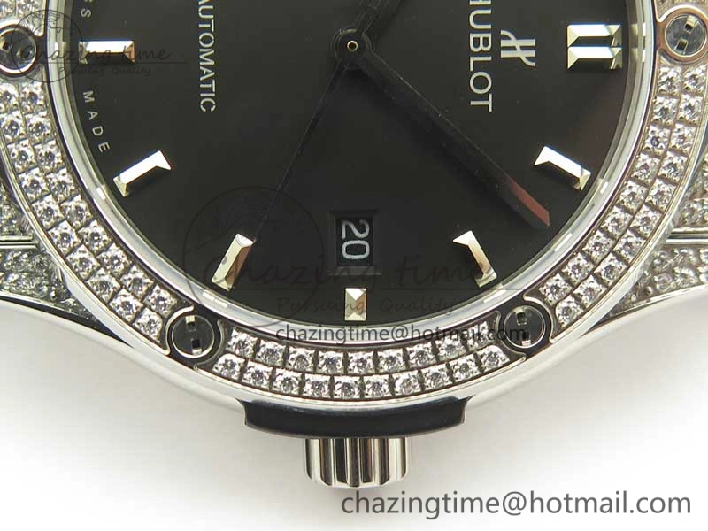 Classic Fusion 42mm Crystal TI Case F16 Factory 1:1 Best Edition Black Dial On Gummy Strap A2892