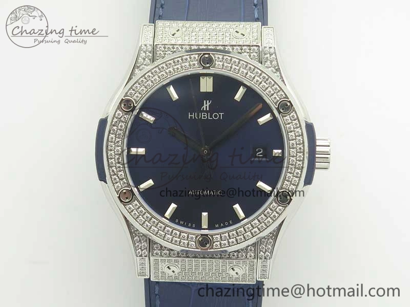 Classic Fusion 42mm Crystal TI Case F16 Factory 1:1 Best Edition Blue Dial On Gummy Strap A2892