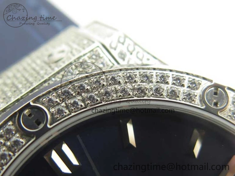 Classic Fusion 42mm Crystal TI Case F16 Factory 1:1 Best Edition Blue Dial On Gummy Strap A2892