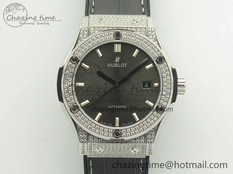 Classic Fusion 42mm Crystal TI Case F16 Factory 1:1 Best Edition Gray Dial On Gummy Strap A2892