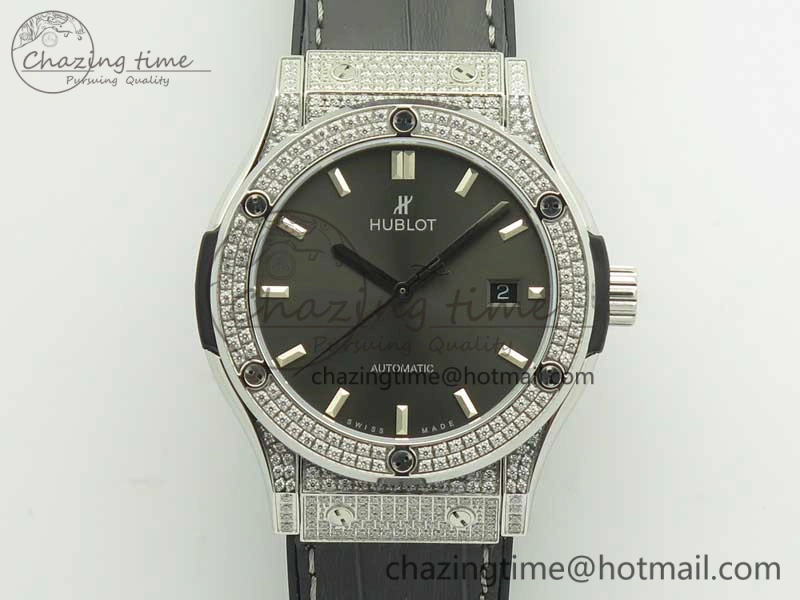 Classic Fusion 42mm Crystal TI Case F16 Factory 1:1 Best Edition Gray Dial On Gummy Strap A2892
