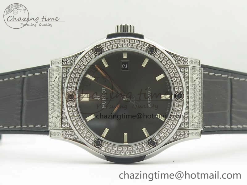 Classic Fusion 42mm Crystal TI Case F16 Factory 1:1 Best Edition Gray Dial On Gummy Strap A2892