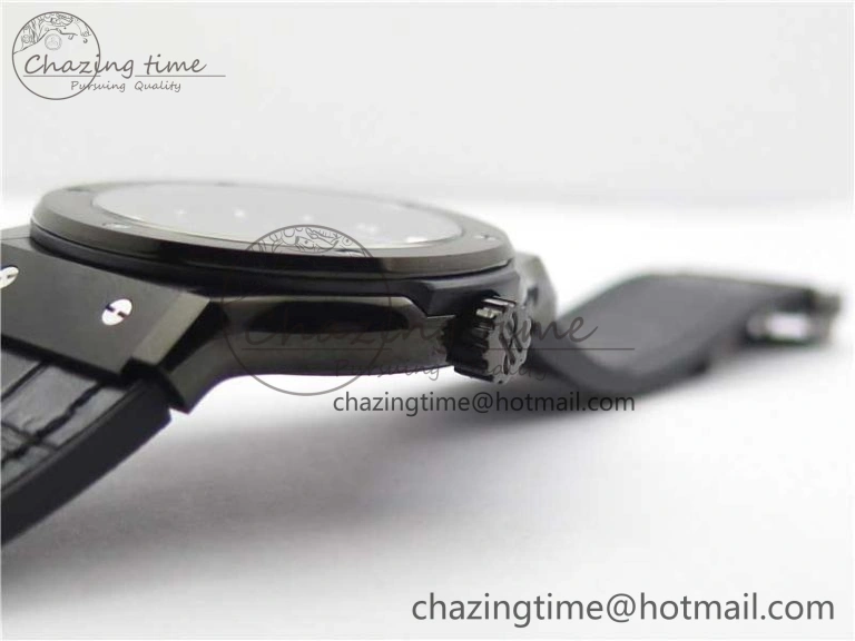 Classic Fusion 42mm DLC B50 Black Dial On Black Gummy Strap A2892