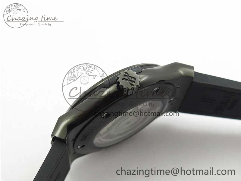 Classic Fusion 42mm DLC B50 Black Dial On Black Gummy Strap A2892