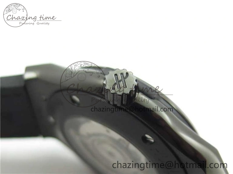 Classic Fusion 42mm DLC B50 Black Dial On Black Gummy Strap A2892